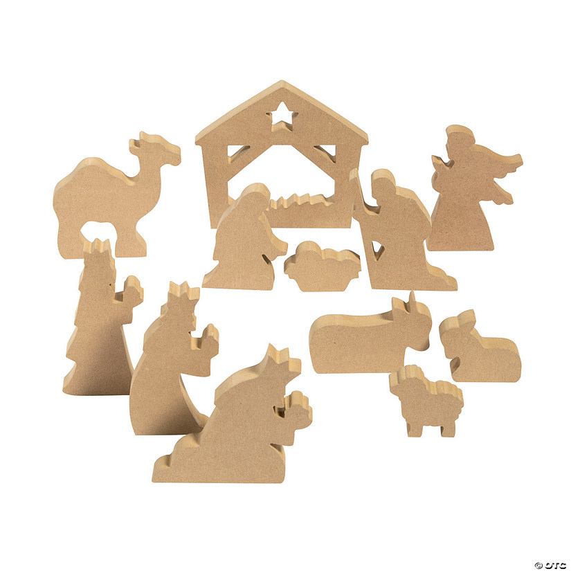 DIY Unfinished Wood Nativity Set 12 Pc.