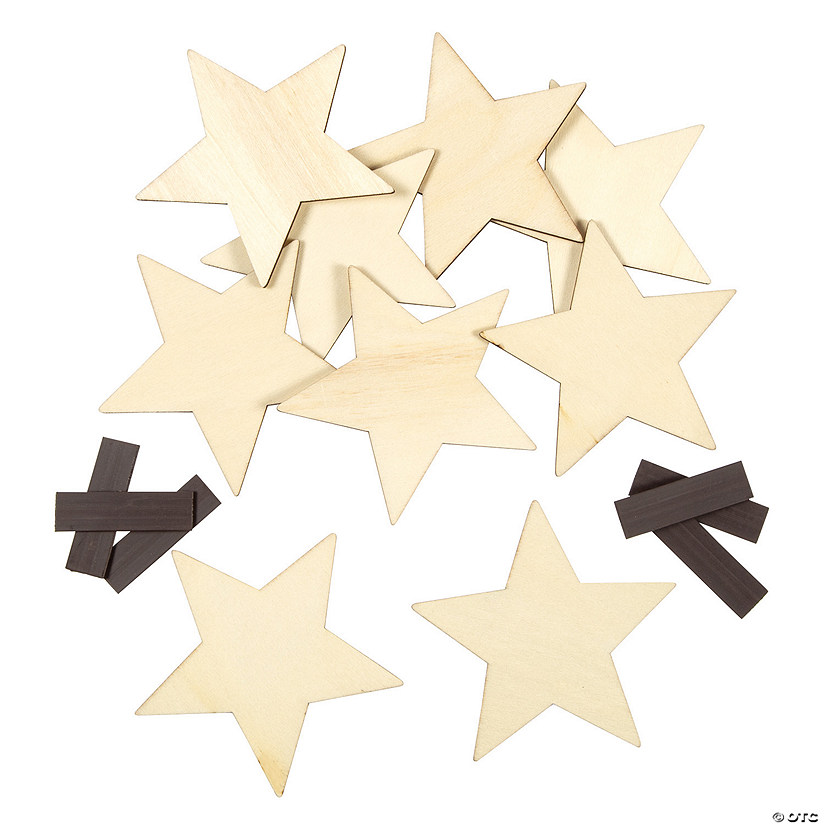 DIY Unfinished Wood Stars with Magnets - 24 Pc. Image