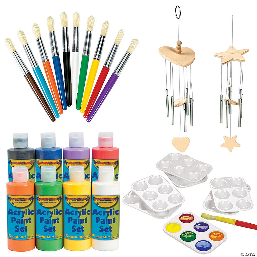 DIY Unfinished Wood Wind Chimes Boredom Buster Kit - 42 Pc. Image