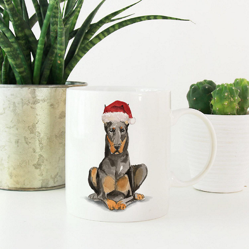 Doberman Santa Hat Ceramic Mug Image