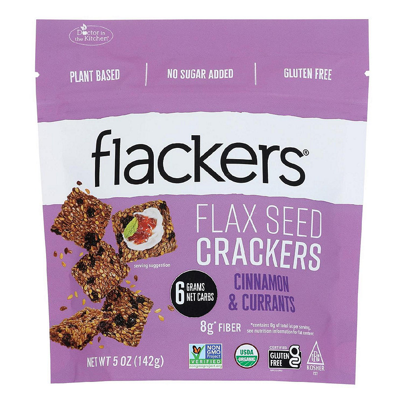 Doctor In The Kitchen - Organic Flax Seed Crackers - Cinnamon and Currants - Case of 6 - 5 oz. Image