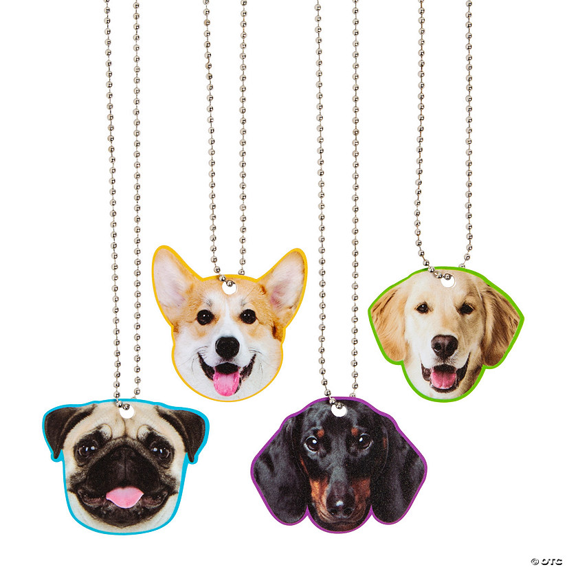 Dog Face Dog Tag Necklaces - 12 Pc. Image