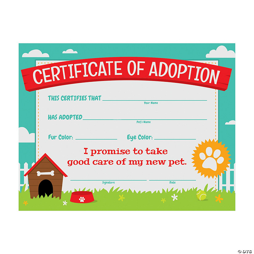 Dog Party Adoption Certificates Image