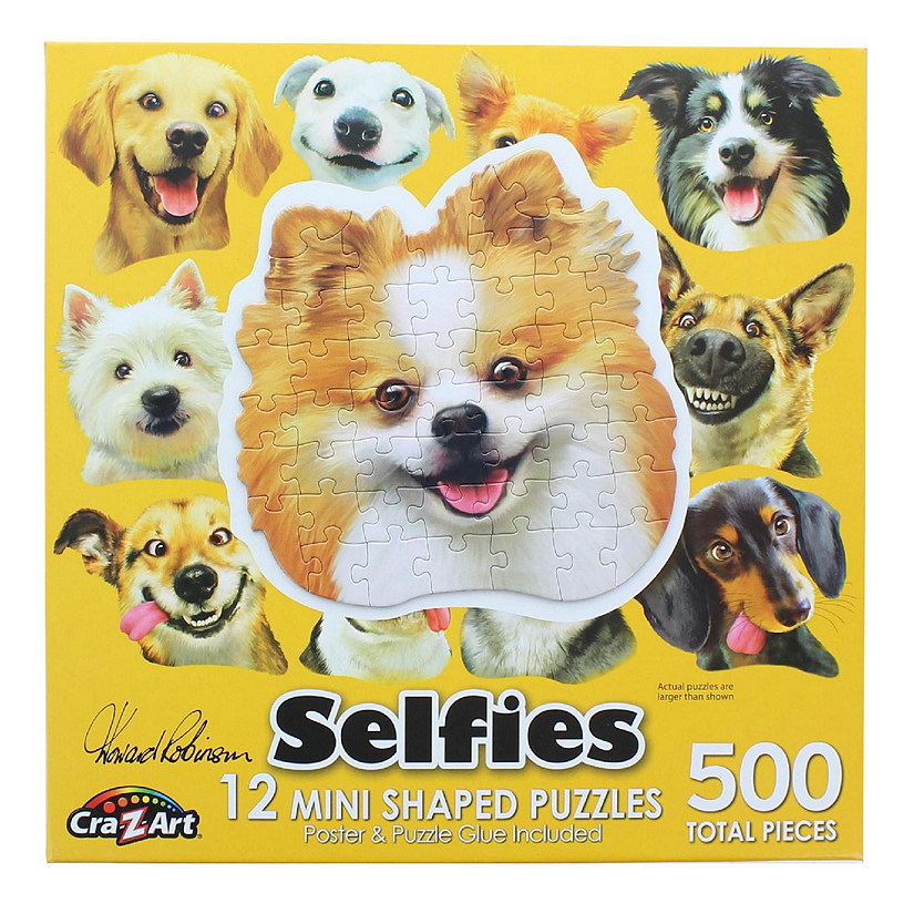 Dog Selfies  12 Mini Jigsaw Puzzles  500 Total Pieces Image