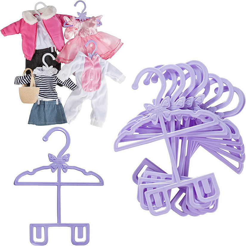 Doll Full-Outfit Clothes Hangers for 18" Girl Dolls - 12pk - Unique Design Holds Your Top and Bottom at Once Including Dresses, Pants, Shirts, Skirts, and Acces Image