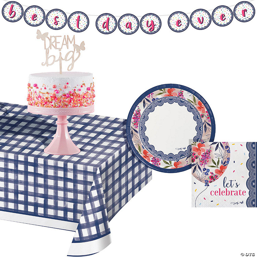 Dolly Parton Celebrate Floral DeluPropere Tableware and Decorations Kit, Serves 8 Image