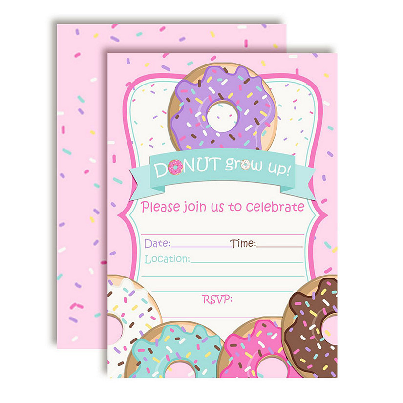 Donut Grow Up Girl Birthday Party Invitations 40pc. by AmandaCreation Image