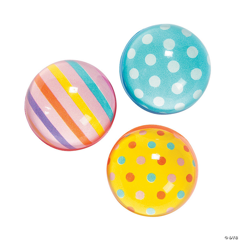 Dots & Stripes Bouncy Ball Assortment - 12 Pc. Image