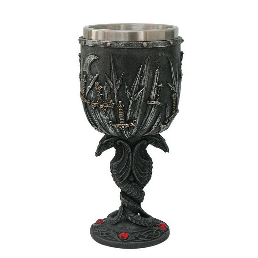 Double Dragon Sword Goblet Chalice Wine Cup New Image