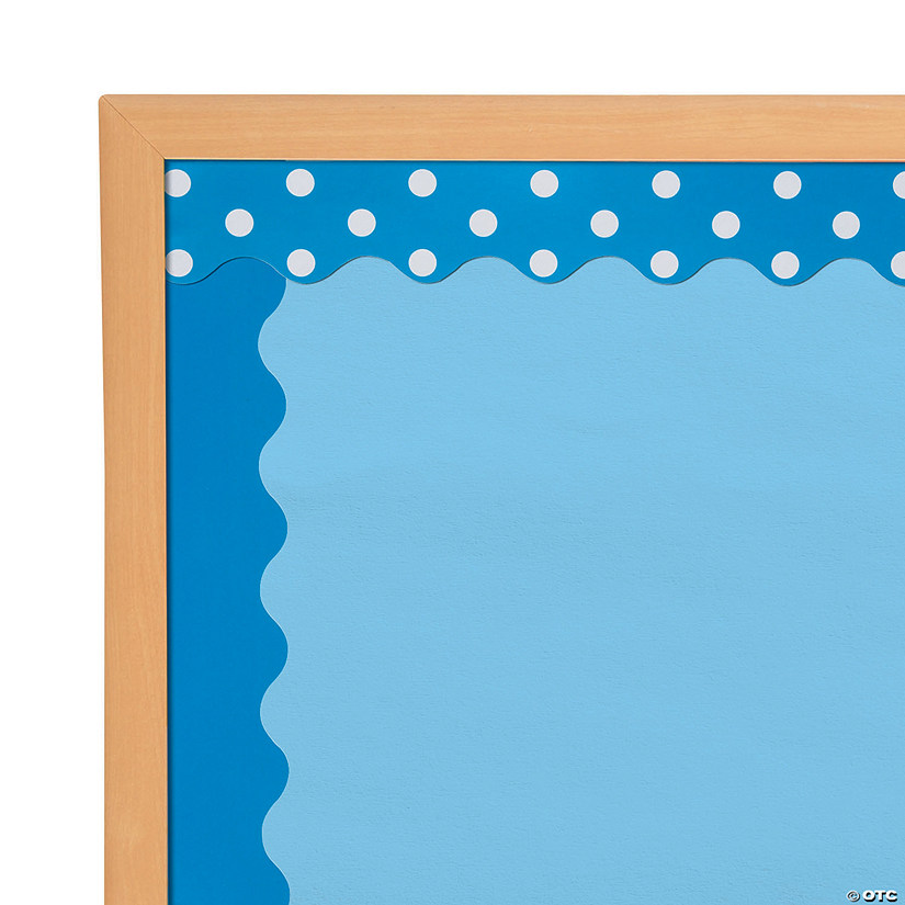 Double-Sided Solid & Polka Dot Bulletin Board Borders - Blue - 12 Pc. Image