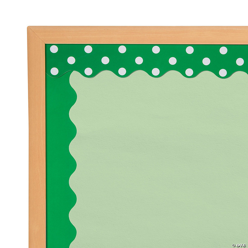 Double-Sided Solid & Polka Dot Bulletin Board Borders - Green - 12 Pc. Image