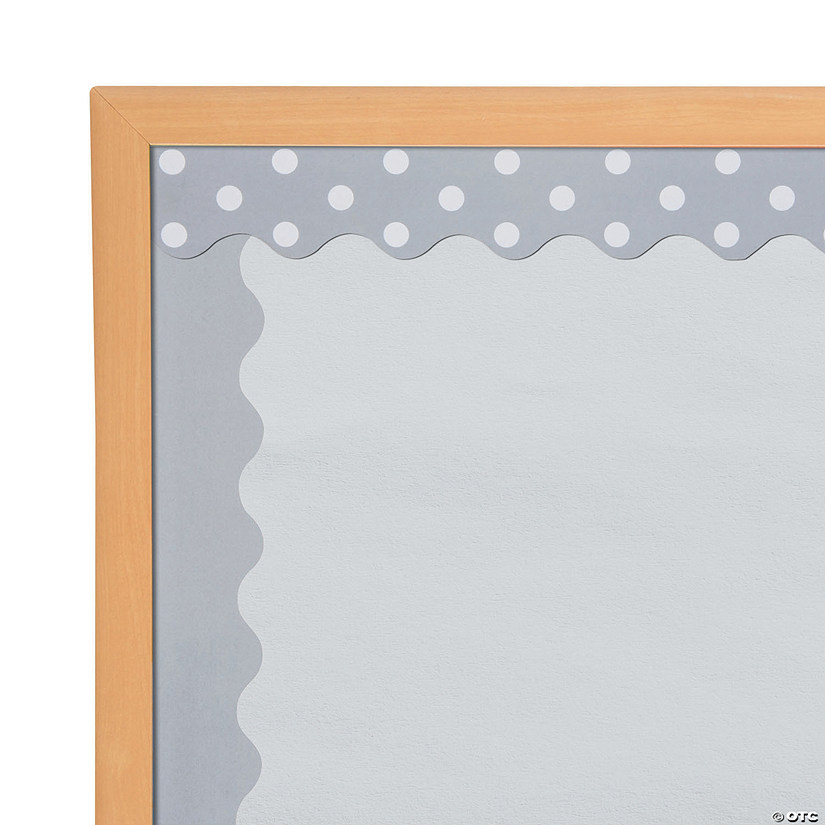Double-Sided Solid & Polka Dot Bulletin Board Borders - Grey - 12 Pc. Image