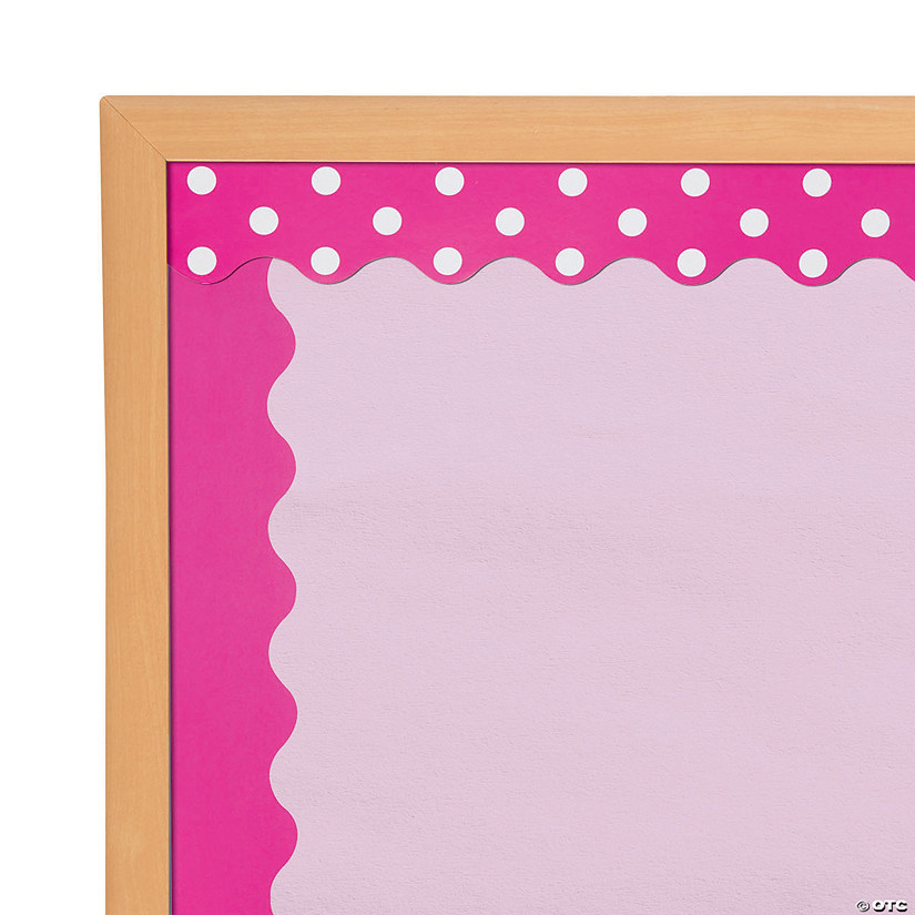 Double-Sided Solid & Polka Dot Bulletin Board Borders - Hot Pink - 12 Pc. Image