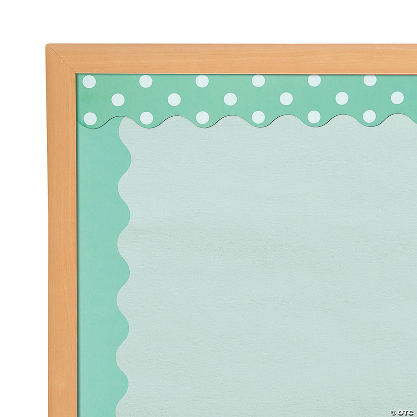 Double-Sided Solid & Polka Dot Bulletin Board Borders - Mint Green - 12 Pc. Image