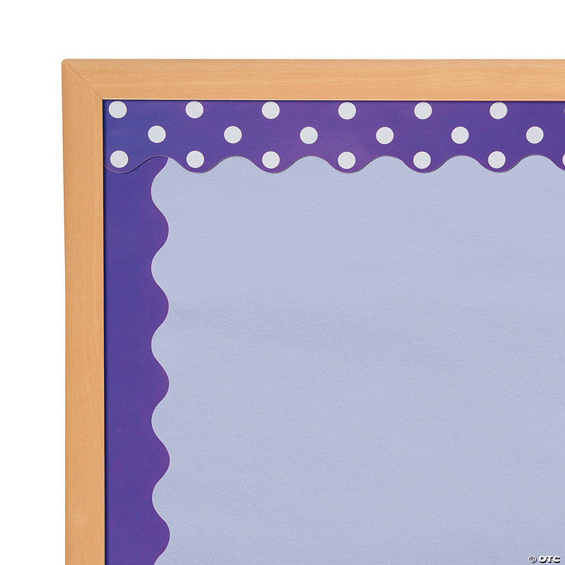 Double-Sided Solid & Polka Dot Bulletin Board Borders - Purple - 12 Pc. Image