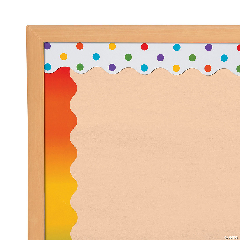 Double-Sided Solid & Polka Dot Bulletin Board Borders - Rainbow - 12 Pc. Image