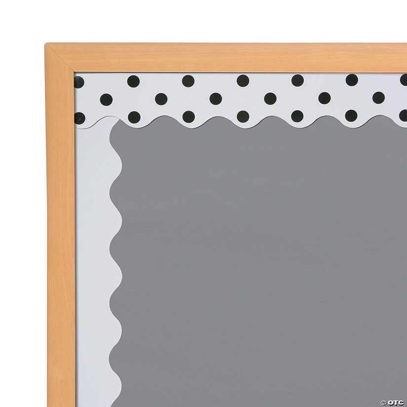 Double-Sided Solid & Polka Dot Bulletin Board Borders - White - 12 Pc. Image