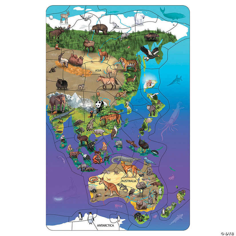 Dowling Magnets Wildlife Map Puzzle Asia, Australia Image