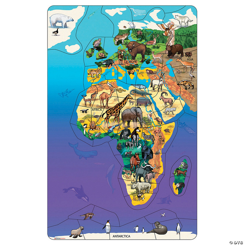 Dowling Magnets Wildlife Map Puzzle Eurasia, Africa Image