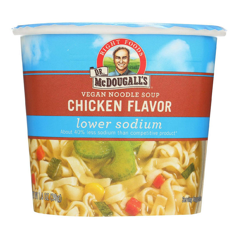 Dr. McDougall's Vegan Noodle Lower Sodium Soup Cup - Chicken - Case of 6 - 1.4 oz. Image