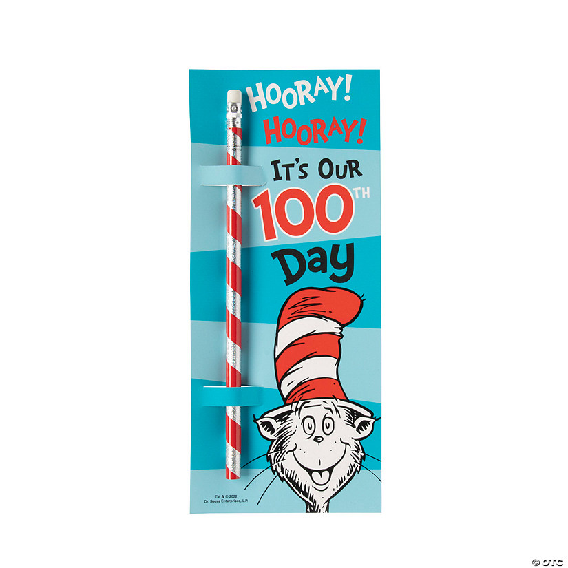 Dr. Seuss&#8482; 100th Day Cards with Pencil - 24 Pc. Image