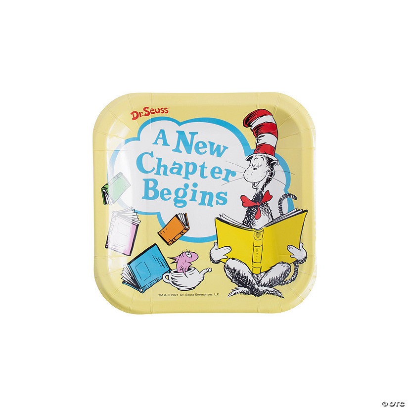 Dr. Seuss&#8482; Baby Shower A New Chapter Begins Square Paper Dessert Plates - 8 Ct. Image