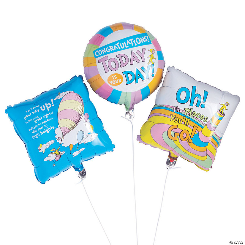 Dr. Seuss&#8482; Oh, the Places You&#8217;ll Go 18" Mylar Balloon Set - 3 Pc. Image