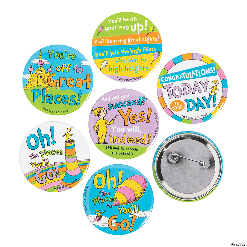 Dr. Seuss&#8482; Oh, the Places You&#8217;ll Go Buttons - 24 Pc. Image