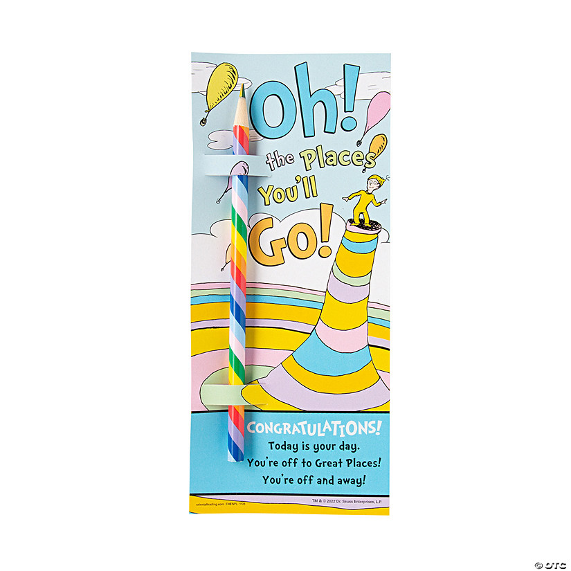 Dr. Seuss&#8482; Oh, the Places You&#8217;ll Go Cards with Pencil - 24 Pc. Image