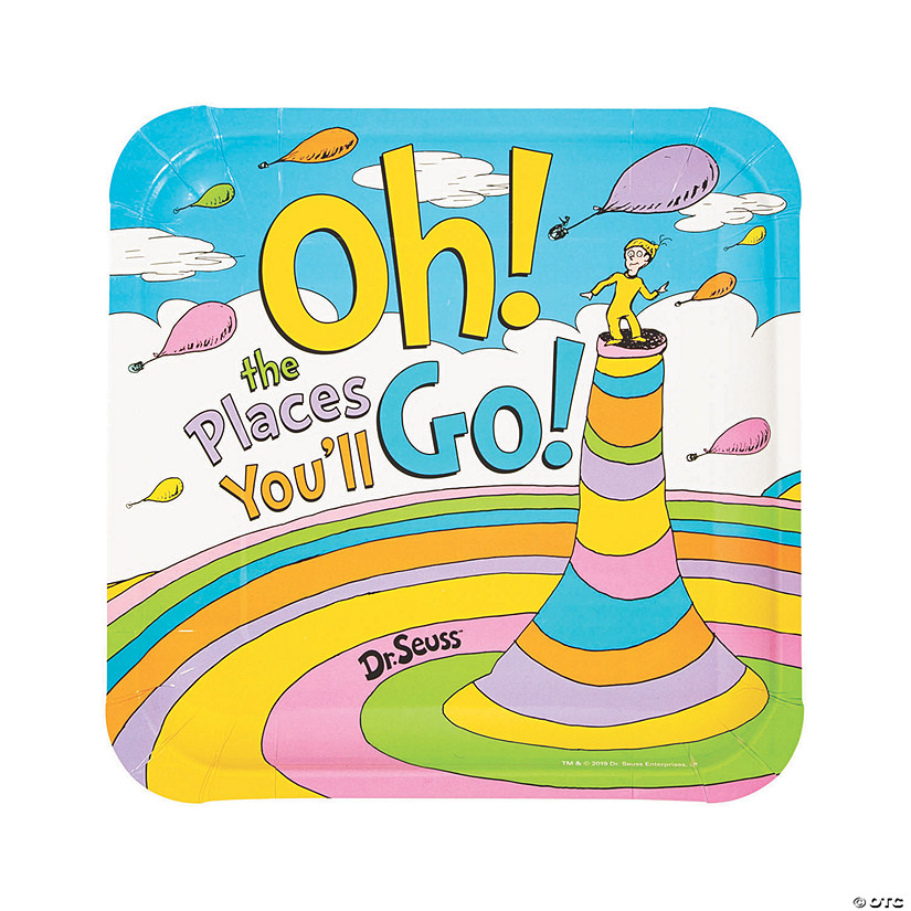 Dr. Seuss&#8482; Oh, the Places You&#8217;ll Go Square Paper Dinner Plates - 8 Ct. Image