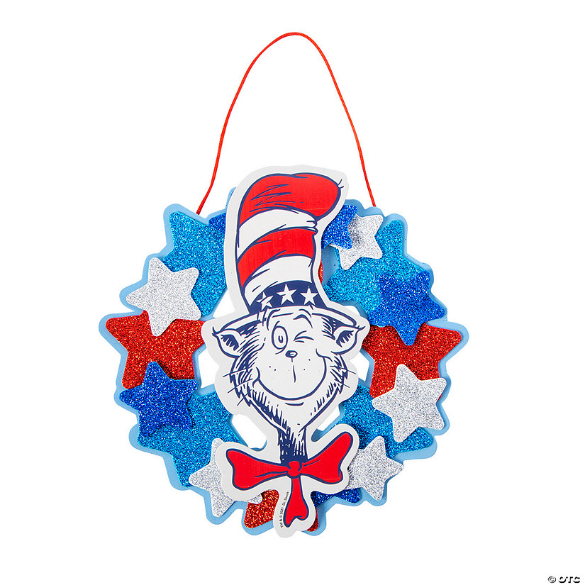 Dr. Seuss&#8482; The Cat in the Hat&#8482; Patriotic Wreath Craft Kit- Makes 12 Image