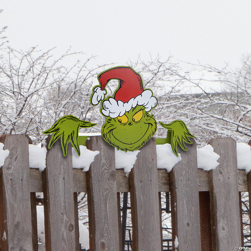 Dr. Seuss&#8482; The Grinch Christmas Fence Peeker Decoration Image