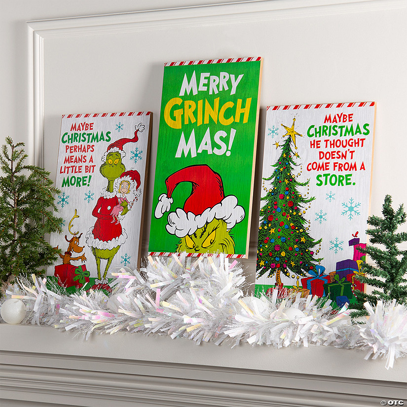 Dr. Seuss&#8482; The Grinch Christmas Vertical Signs - 3 Pc. Image
