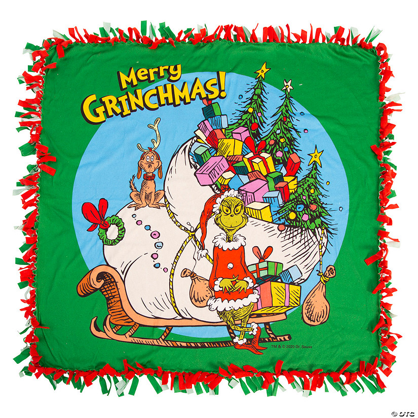 Dr. Seuss&#8482; The Grinch Fleece Tied Throw Craft Kit - Makes 1 Image