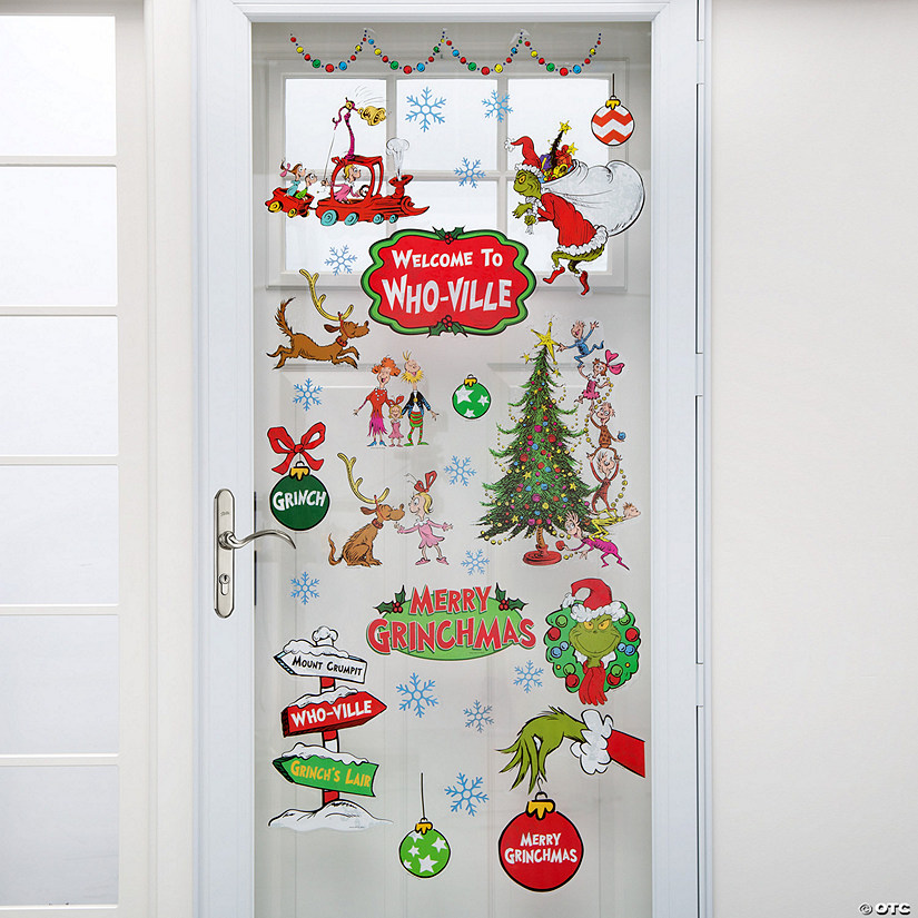 Dr. Seuss&#8482; The Grinch Multicolor Vinyl Window Clings - 28 Pc. Image