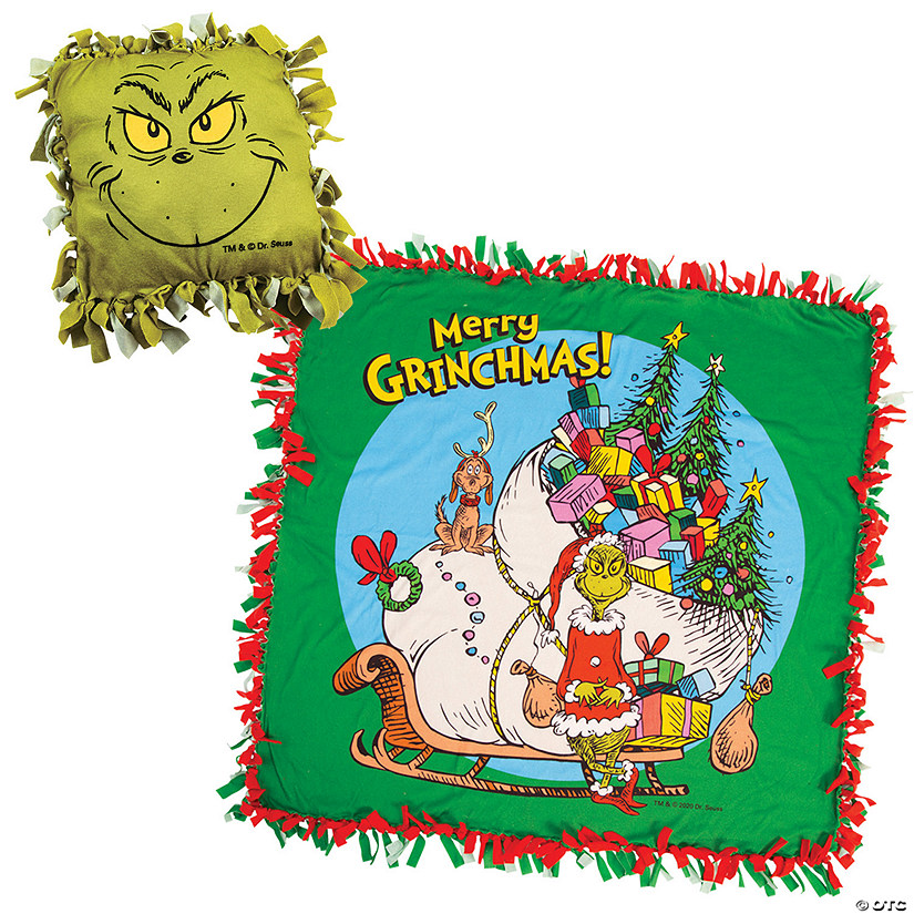 Dr. Seuss&#8482; The Grinch Tied Fleece Blanket & Pillow Craft Kit - Makes 12 Image