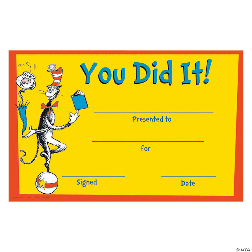 Dr. Seuss&#8482; You Did It! Certificates - 36 Pc. Image