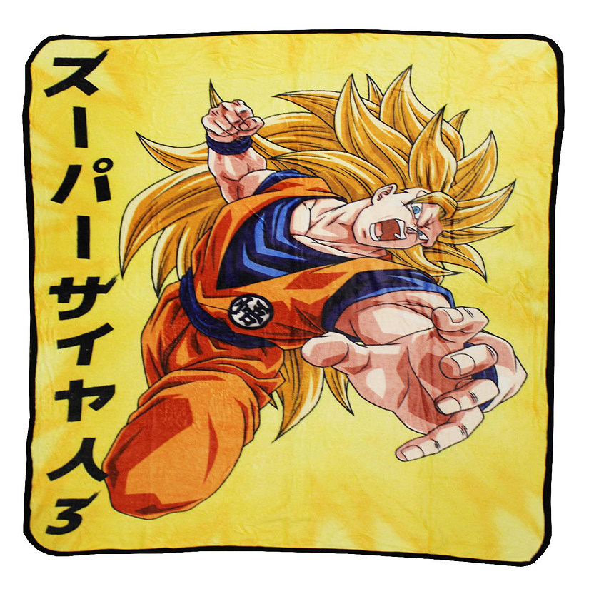 Dragon Ball Z Goku Super Saiyan 3 Japanese Fleece Throw Blanket  60 x 45 Inches Image