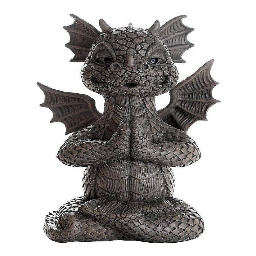 Dragon Doing Yoga Meditating Outdoor Garden Statue Figurine Fantasy Yogi New Image