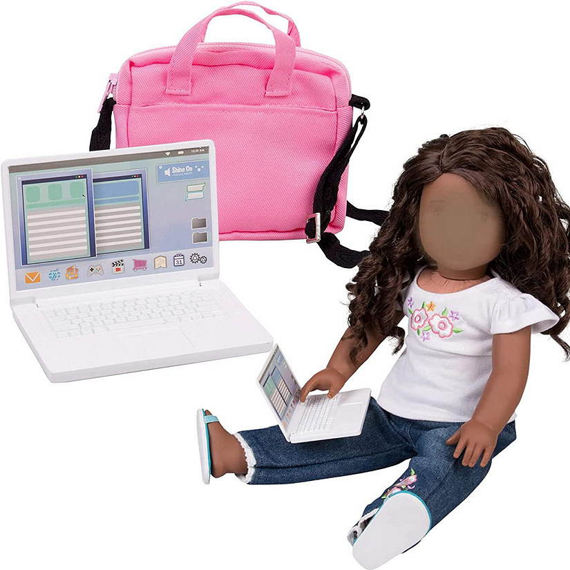 Dress Along Dolly Metal Computer Laptop with Carrying Bag for American and other 18 in Girl Dolls - Durable Metal Construction Image