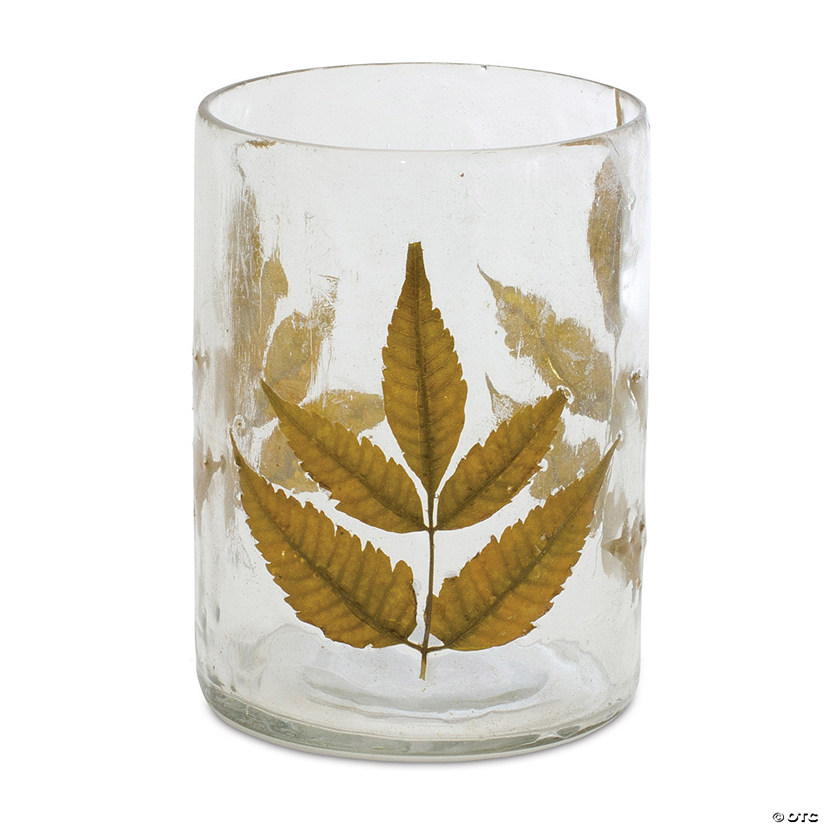 Dried Leaf Votive Holder (Set Of 3) 3"D X 4"H Glass Image