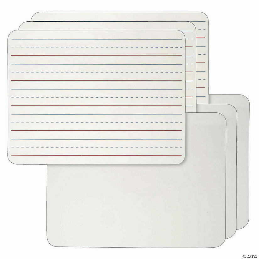 Dry Erase Board, 2-Sided Lined/Plain, 9" x 12", Pack of 6 Image
