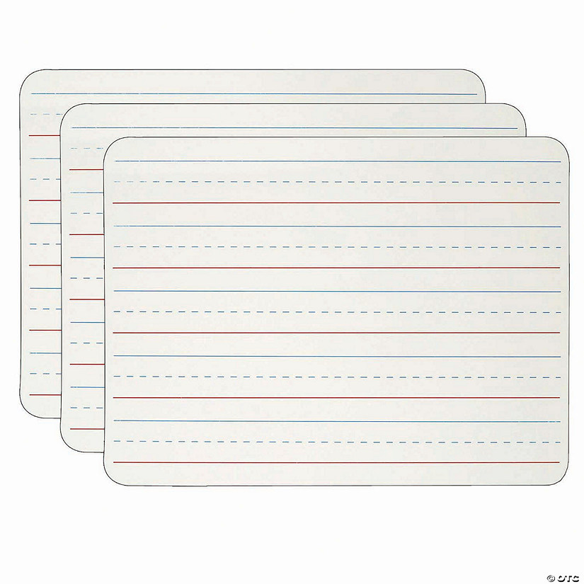 Dry Erase Board, Two Sided Magnetic, Plain/Lined, Pack of 3 Image