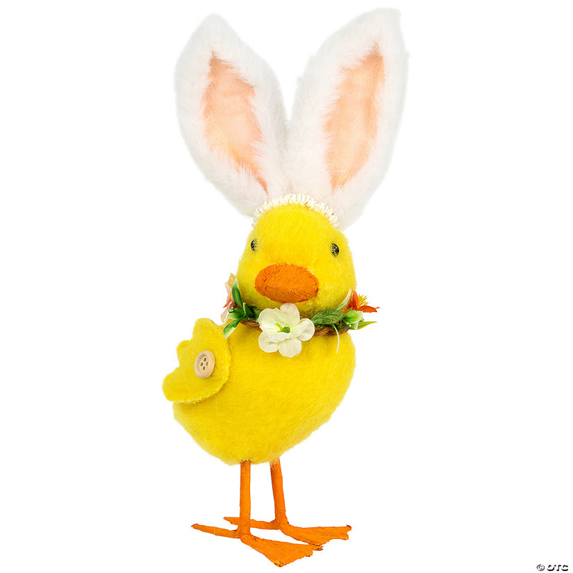 Duckling with Rabbit Ears Easter Figurine - 10" - Yellow Image