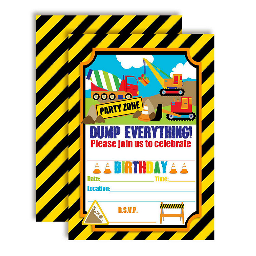 Dump Everything Construction Birthday Party Invitations 40pc. by ...