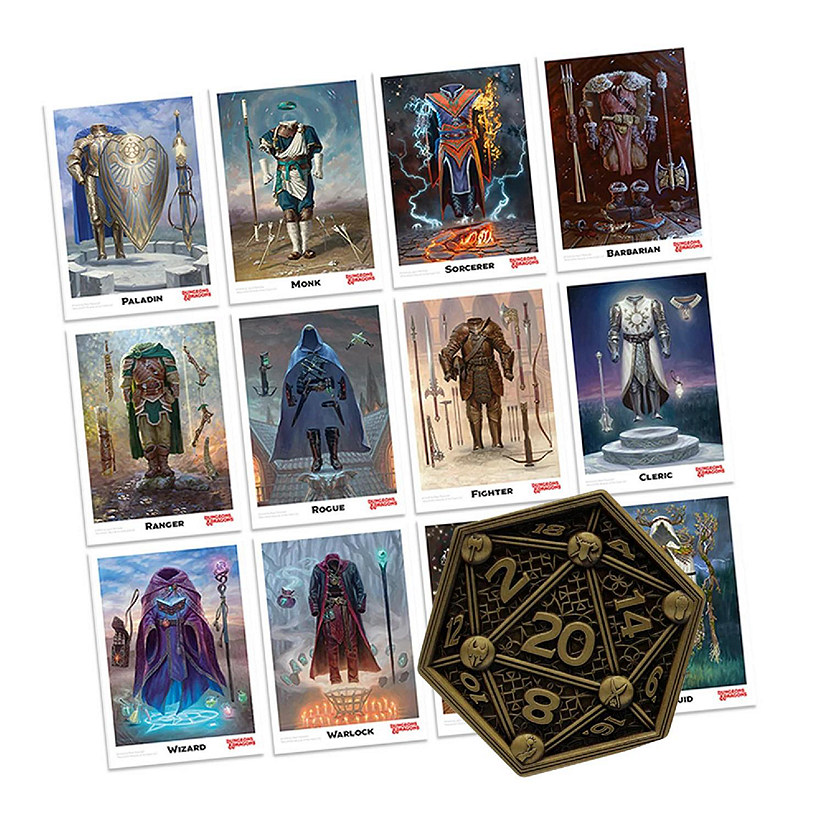 Dungeons & Dragons Class Cards and D20 Flip Coin Image