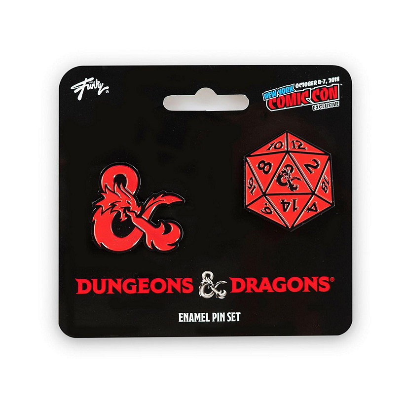 Dungeons & Dragons D20 Die and Ampersand Exclusive Enamel Pin Set Image