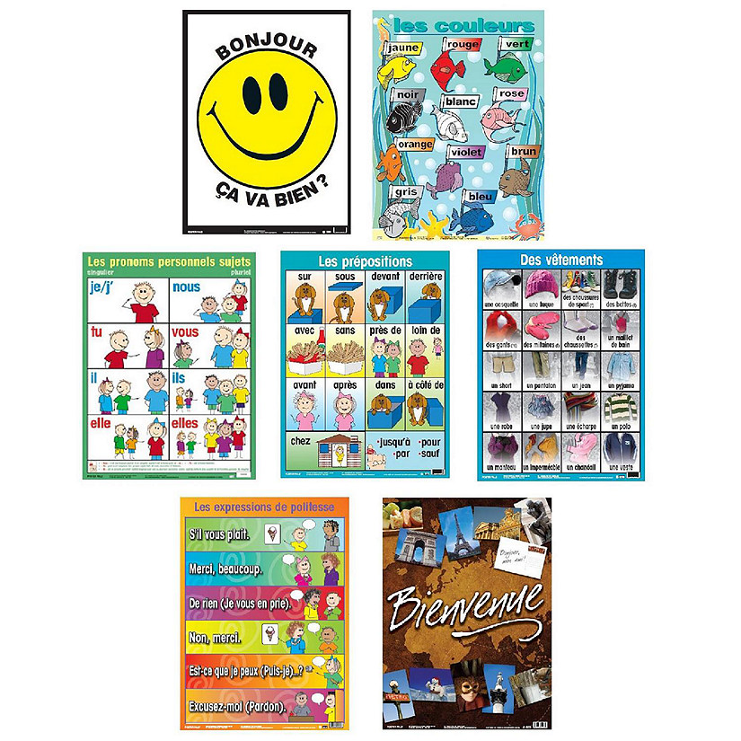 DUP Poster Pals French Educational &amp; Language Teaching Basic Posters, 7 pack Image