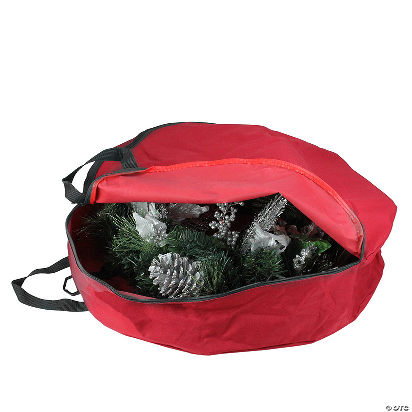 Dyno 36" Red and Black Zip Up Christmas Wreath Storage Bag Image