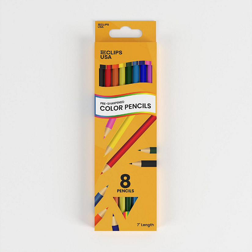 E-Clips USA Colored Pencils - Pre-Sharpened, 8-Count , 80 Units Image